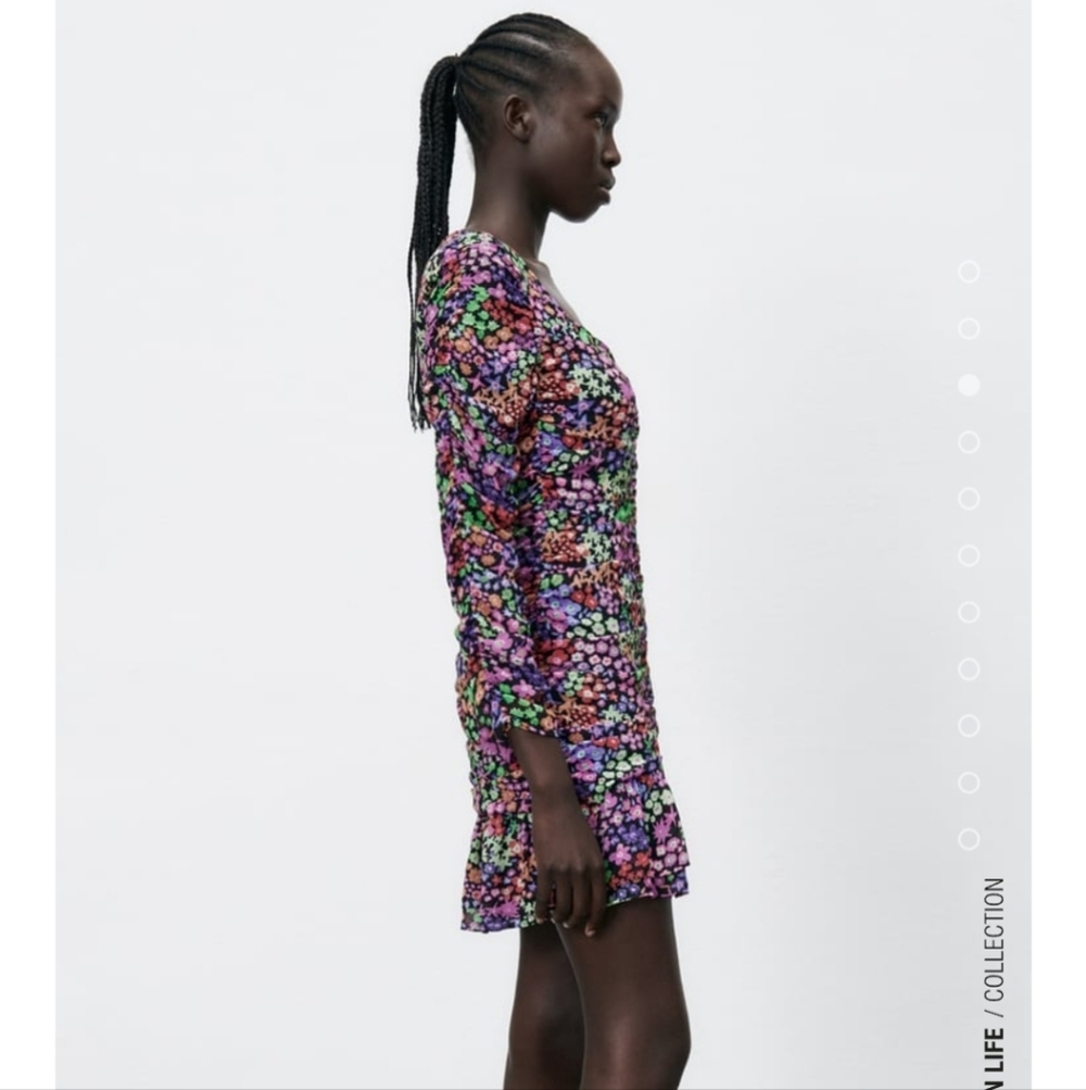 Zara Floral Print Draped Mini Dress NWT - Picture 2 of 9